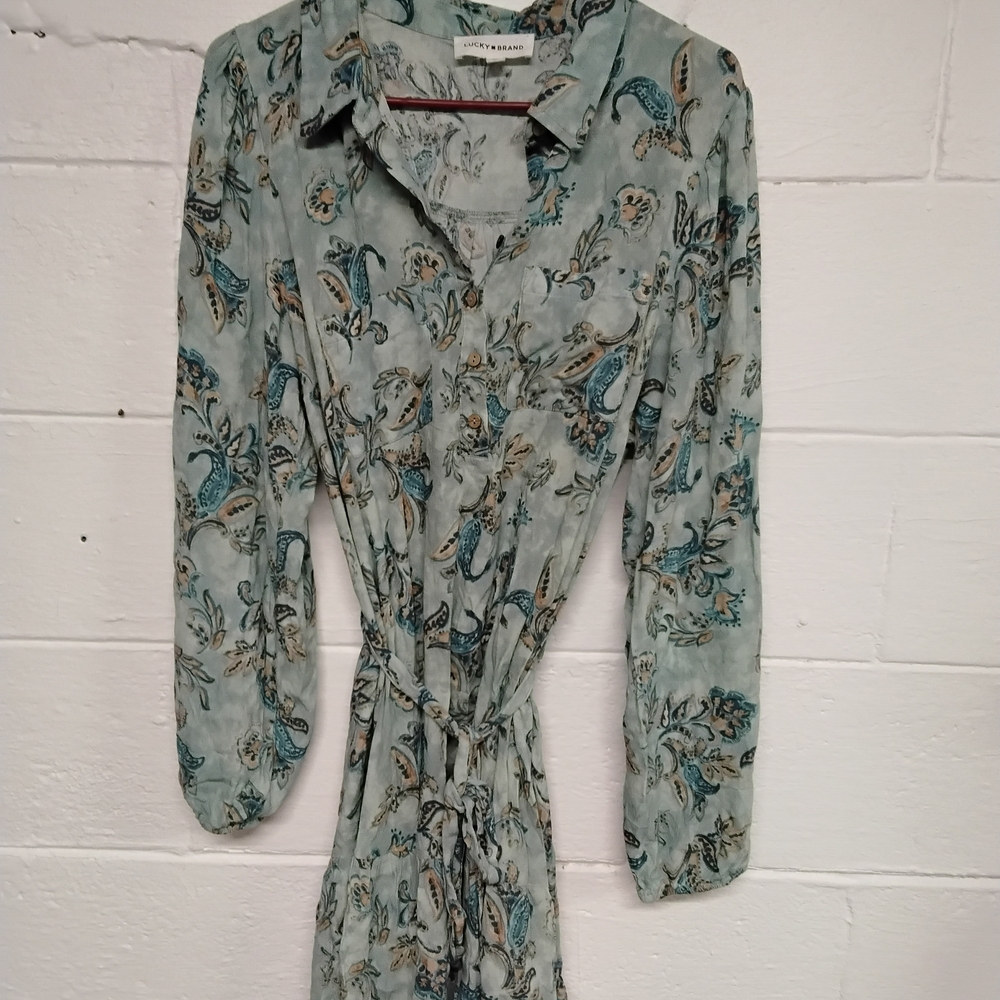 Lucky Brand Blue and Orange Paisley Blouse